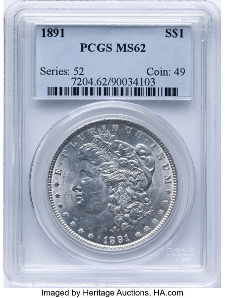 1891 $1  Doubled Ear, Die Break, VAM-9C MS thumbnail 3