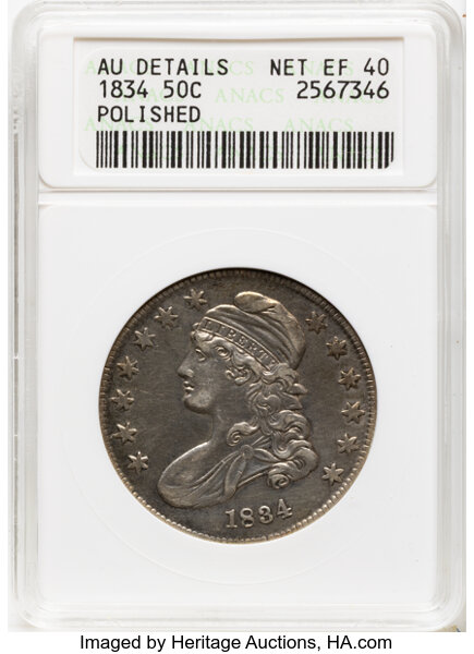 1834 50c Small Date, Small Letters, O-114 MS thumbnail 3
