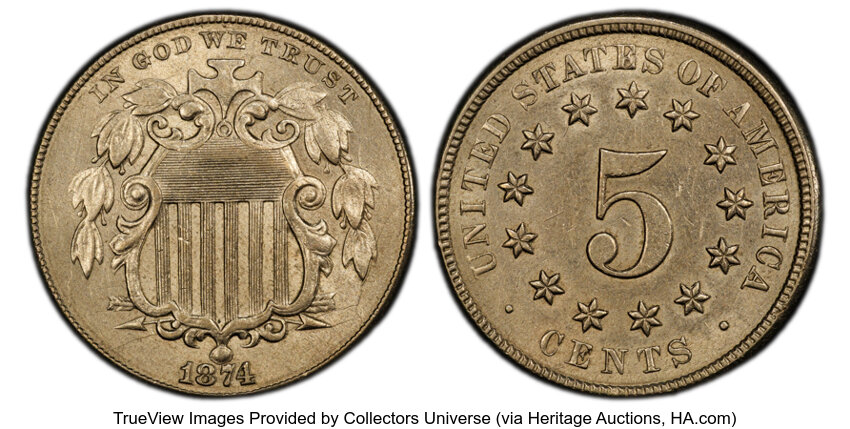 1874 5c Repunched Date, FS-302 MS thumbnail 2