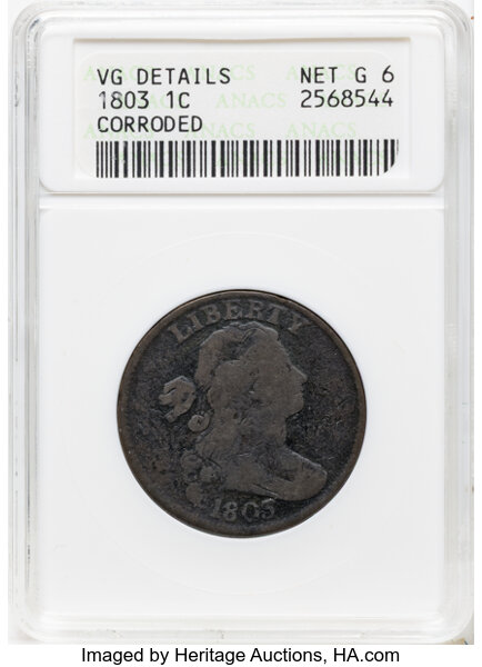 1803 1c Small Date, Large Fraction, S-258  MS BN thumbnail 2