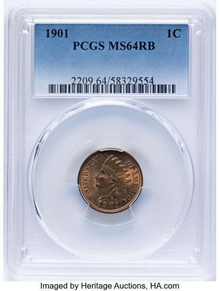 1901 1c Rusted Reverse, S-23 MS RB thumbnail 2