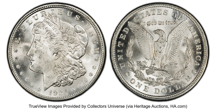 1921 $1  Morgan, Die Gouge Wing, VAM-3F1 MS thumbnail 2