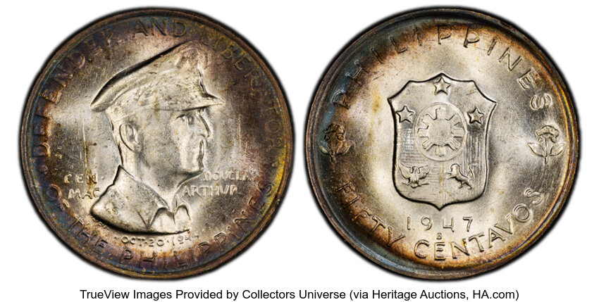 1947-S 50c U.S. Philippines, MacArthur MS thumbnail 2