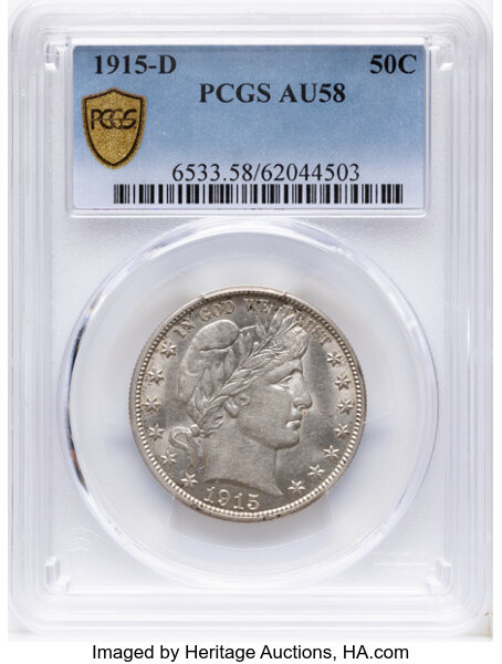 1915-D 50c AU58 thumbnail 2