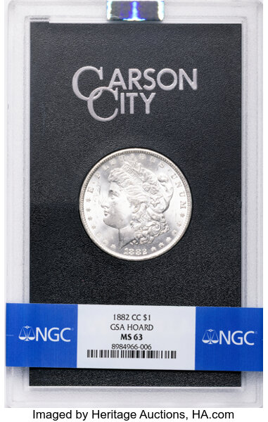 Image for 1882-CC $1  GSA Hoard, Hard package MS63 CAC