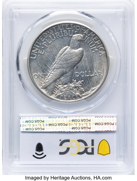 1921 $1  Peace, High Relief AU55 CAC thumbnail 2