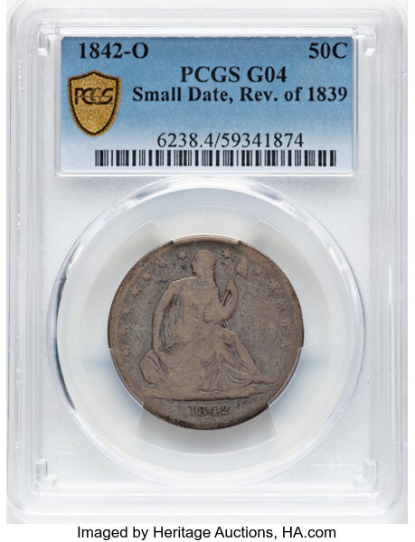 1842-O 50c Small Date, Reverse of 1839 VG8 CAC thumbnail 21
