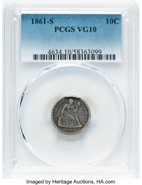 1861-S 10c MS thumbnail 3
