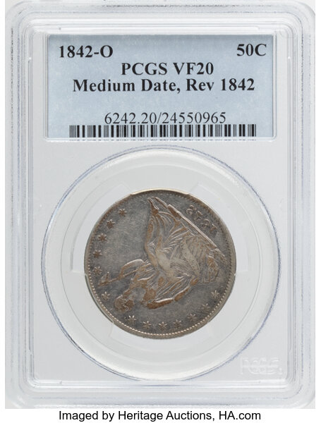 1842-O 50c Medium Date, Reverse of 1842 MS thumbnail 3