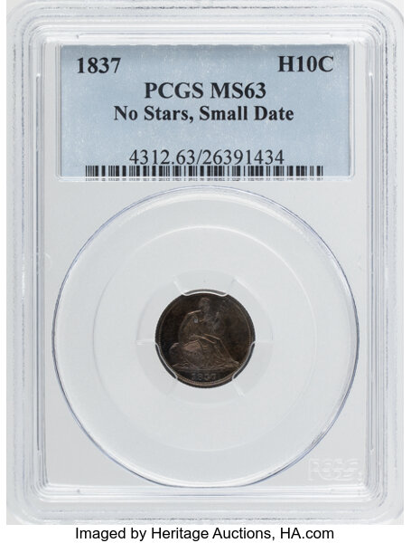 1837 H10c No Stars, Small Date MS thumbnail 2