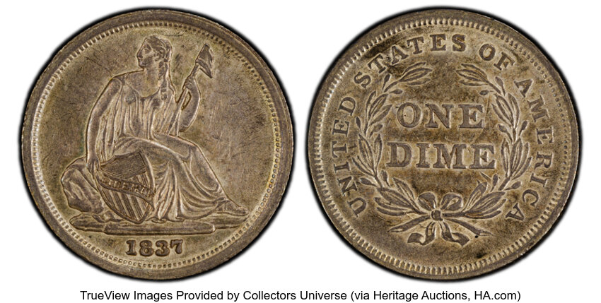 1837 10c No Stars, Small Date MS thumbnail 4