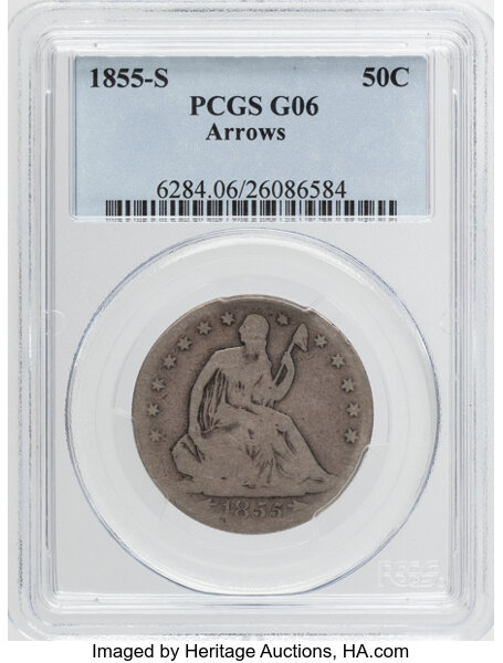 1855-S 50c Arrows MS thumbnail 3