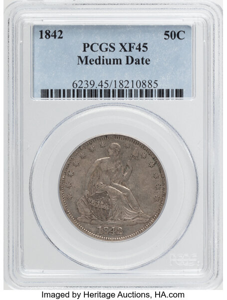 1842 50c Medium Date MS thumbnail 3