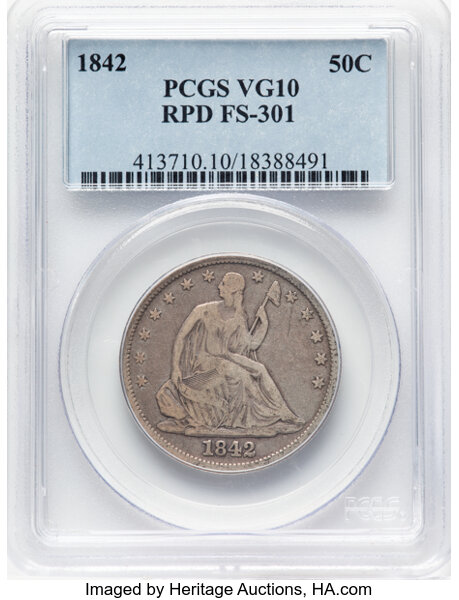 1842 50c Medium Date MS thumbnail 2