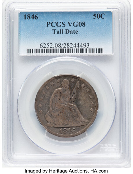 1846 50c Tall Date MS thumbnail 5