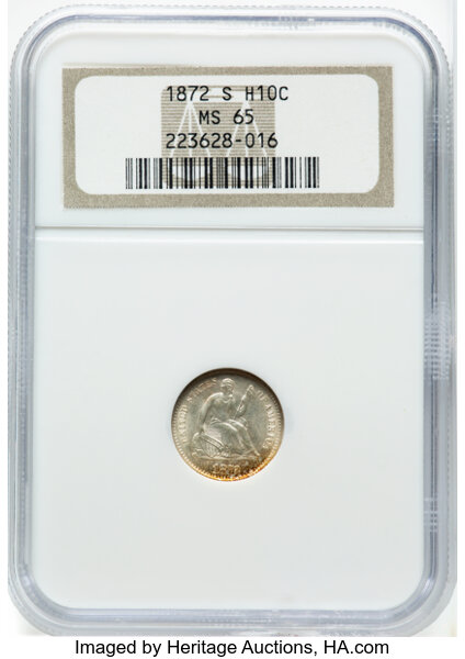 1872-S H10c MM Below Wreath, MPD, FS-301 MS thumbnail 2