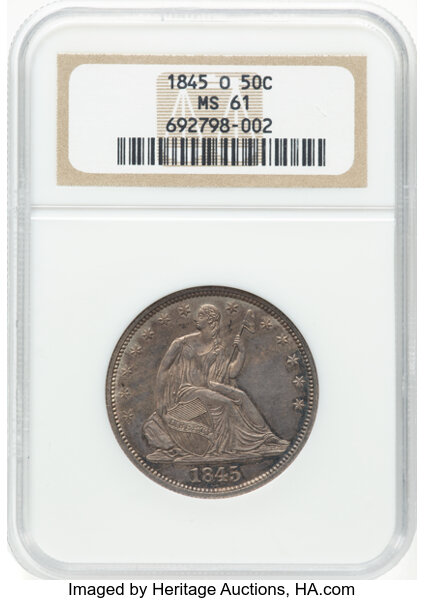 1845-O 50c Repunched Date, FS-303, WB-1 MS thumbnail 2