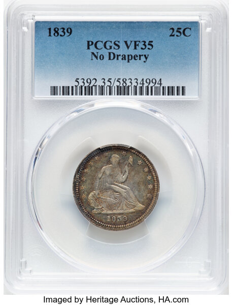 1839 25c No Drapery MS thumbnail 2