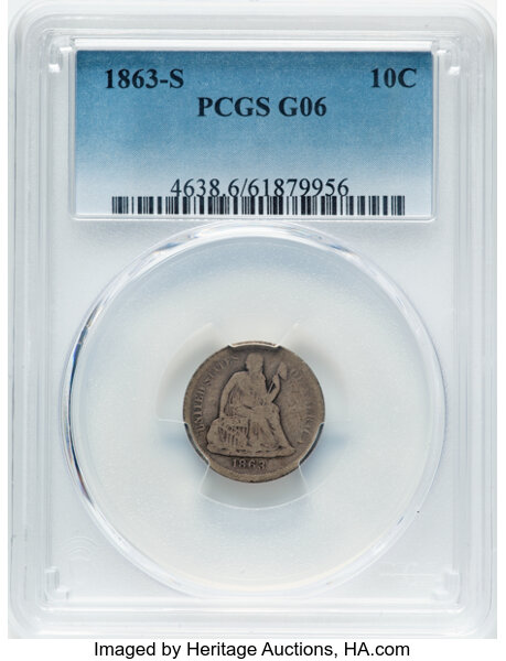 1863-S 10c MS thumbnail 3