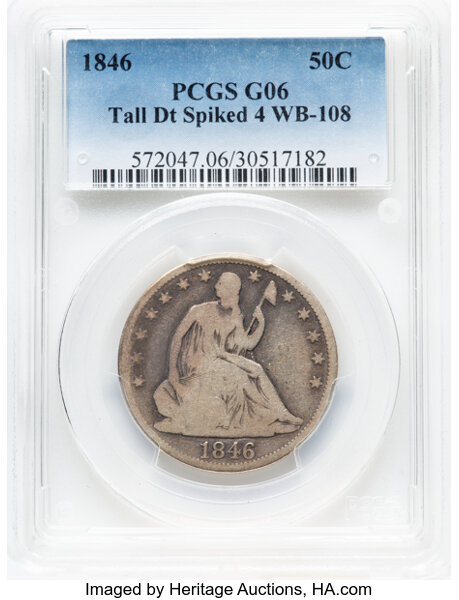1846 50c Tall Date MS thumbnail 6