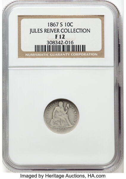 1867-S 10c MS thumbnail 3
