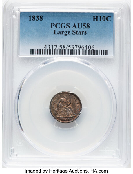 1838 H10c No Drapery, Large Stars MS thumbnail 6