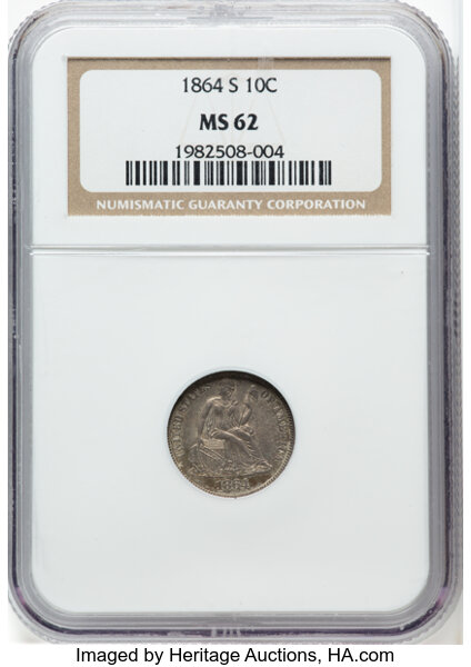 1864-S 10c MS thumbnail 2