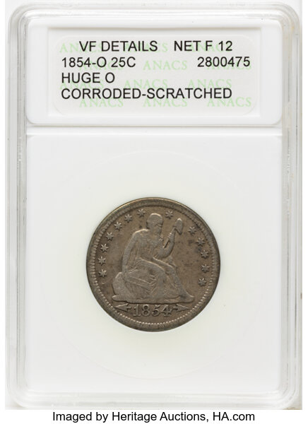 1854-O 25c Arrows, Huge O, FS-501 MS thumbnail 2