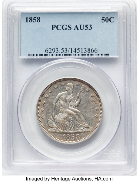1858 50c Repunched Date, FS-301, WB-17 MS thumbnail 4