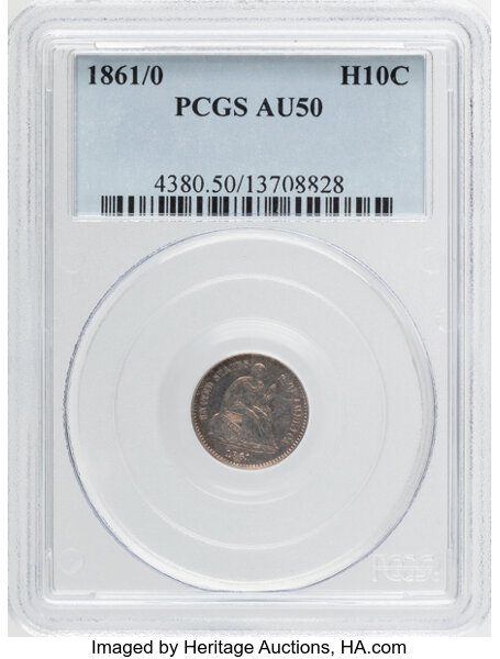 1861 '1/0' H10c  Overdate MS thumbnail 3