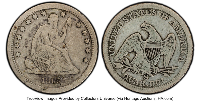 1865-S 25c MS thumbnail 2
