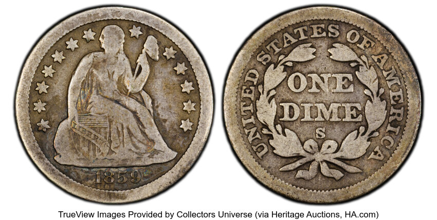 1859-S 10c MS thumbnail 3