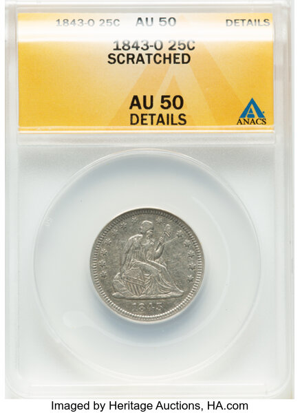 1843-O 25c MS thumbnail 2