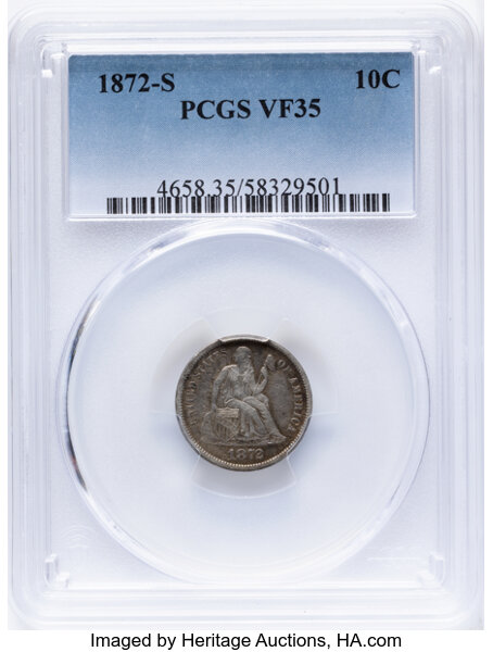 1872-S 10c MS thumbnail 3