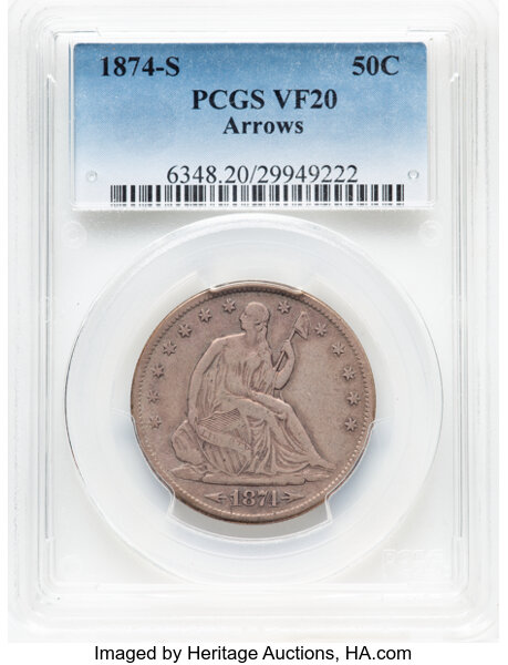 1874-S 50c Arrows MS thumbnail 2