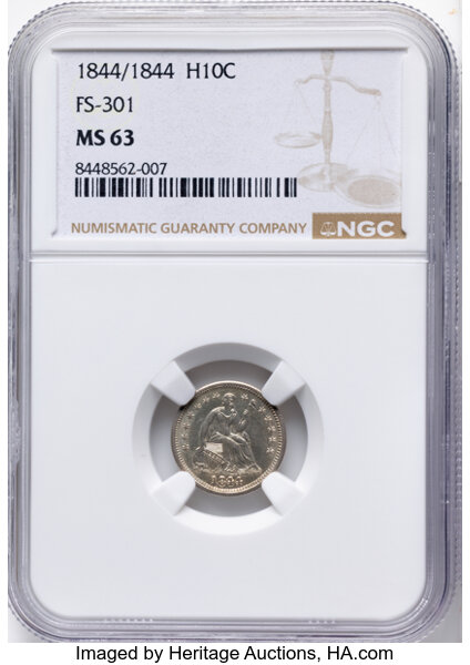 1844 H10c Repunched Date, FS-301 MS thumbnail 2