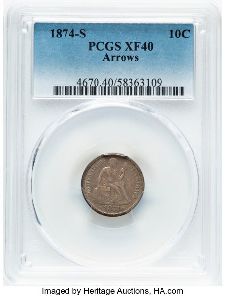 1874-S 10c Arrows MS thumbnail 3