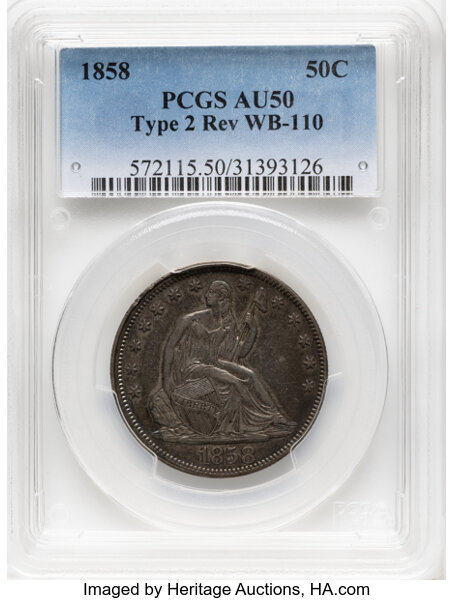 1858 50c Repunched Date, FS-301, WB-17 MS thumbnail 5
