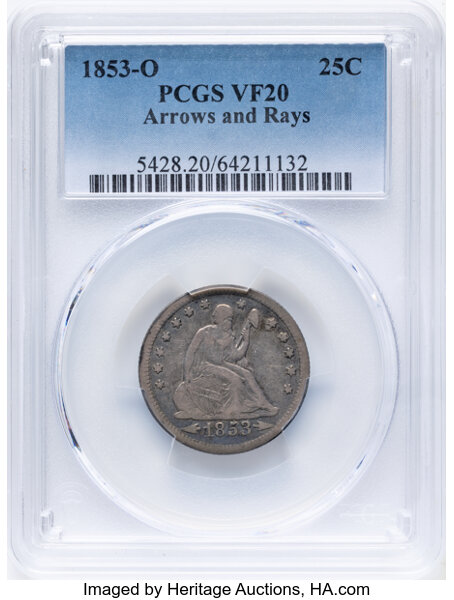 1853-O 25c Arrows & Rays MS thumbnail 3