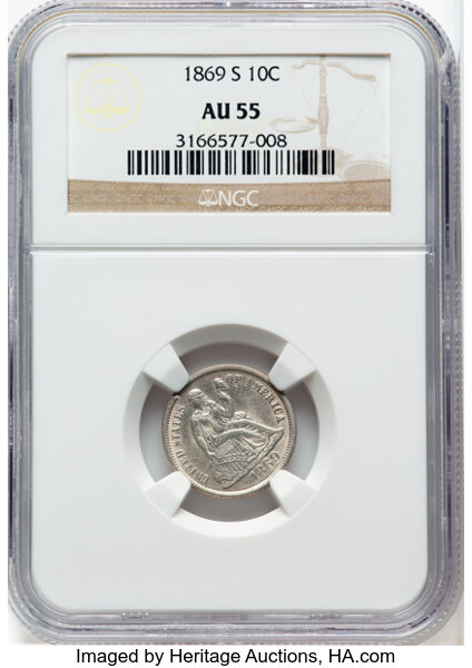 1869-S 10c MS thumbnail 4