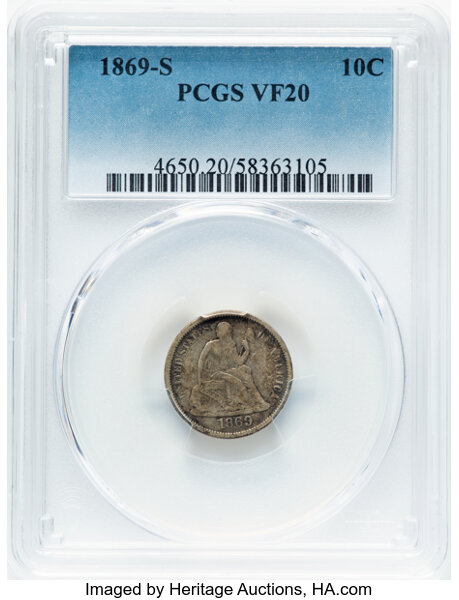 1869-S 10c MS thumbnail 3