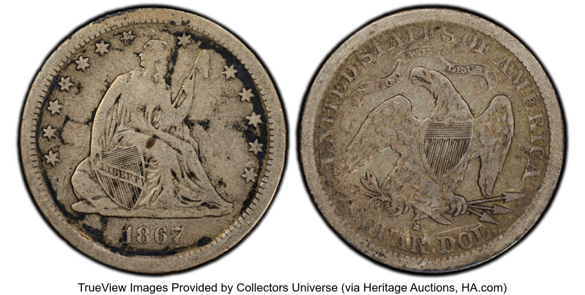 1867-S 25c MS thumbnail 3