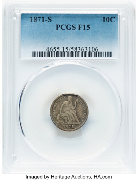 1871-S 10c MS thumbnail 2
