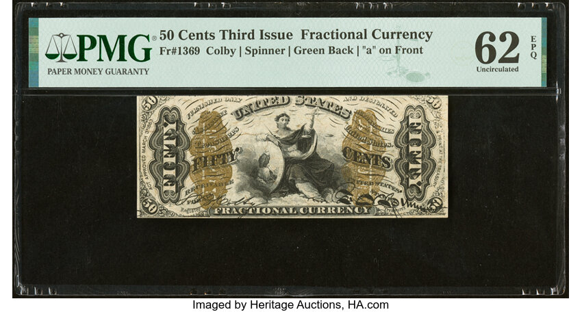  50c Seated Figure of Justice (Fr. 1369) thumbnail 2