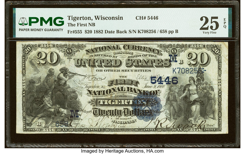 1882 $20  2nd Charter Period, 2nd Issue, Date Back (Fr. 555) thumbnail 6