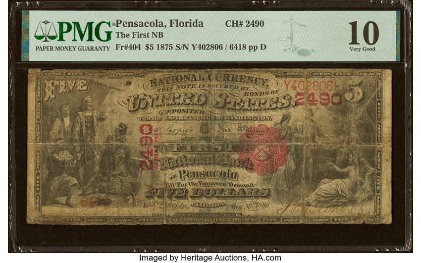 1875 $5  1st Charter Period, Scalloped Seal (Fr. 404) thumbnail 6