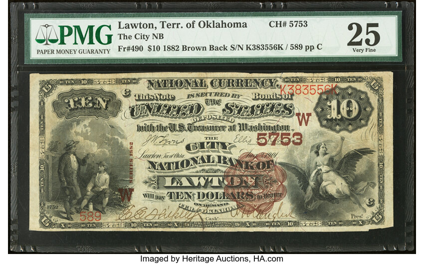 1882 $10  2nd Charter Period, 1st Issue, Brown Back (Fr. 490) thumbnail 8