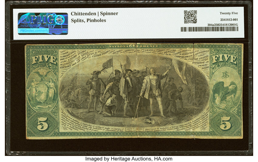 Original $5  1st Charter Period, Seal With Rays (Fr. 394a) thumbnail 10