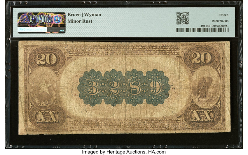 1882 $20  2nd Charter Period, 1st Issue, Brown Back (Fr. 494) thumbnail 18