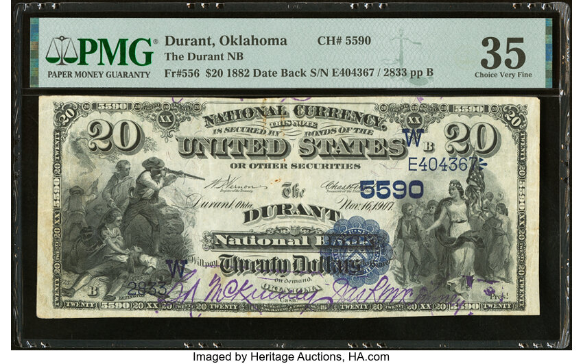 1882 $20  2nd Charter Period, 2nd Issue, Date Back (Fr. 556) thumbnail 2